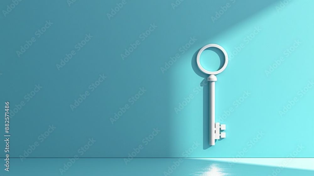 White Key on a Blue Wall White Key on a Blue Wall