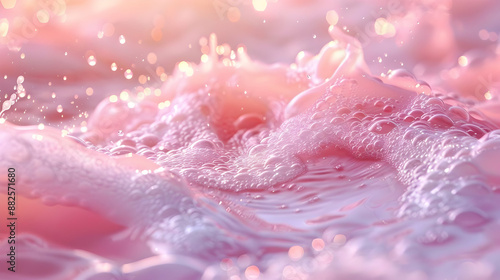 Pink Bubbles and Water Drops Abstract Background