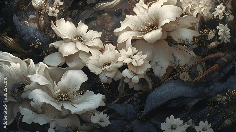 Delicate White Flowers Illustration Delicate White Flowers Illustration