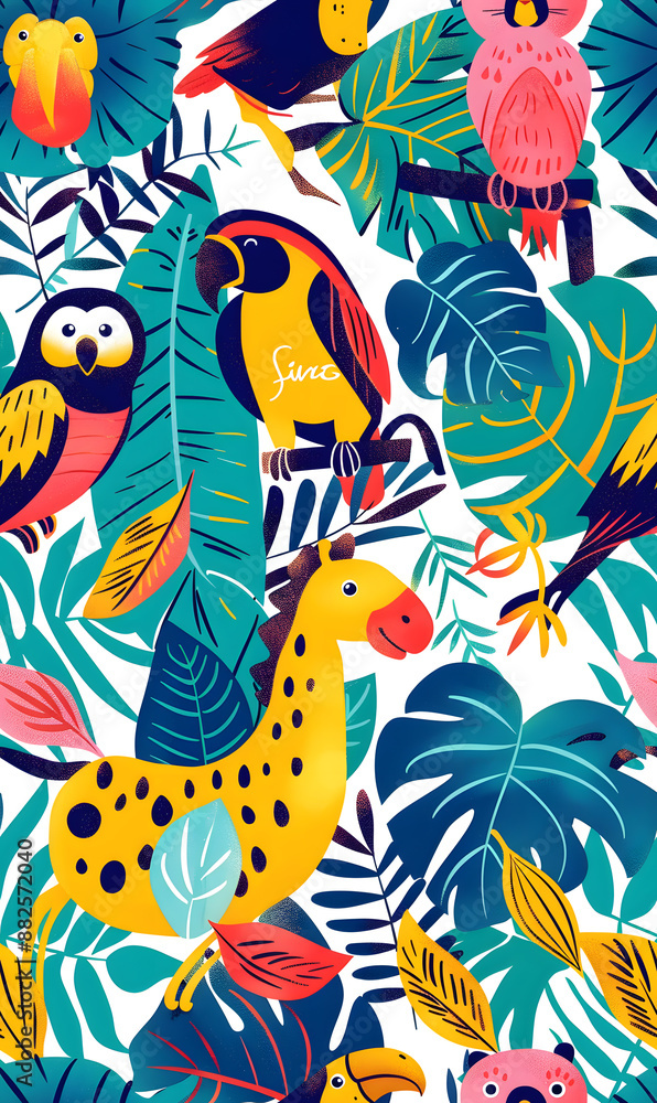 Obraz premium cartoon 2d illustrator doodle pattern, cute pattern in graphic seamless pattern