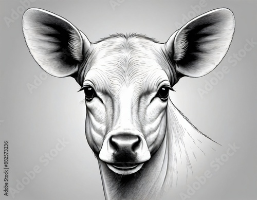 An image of  a cow  with  ears