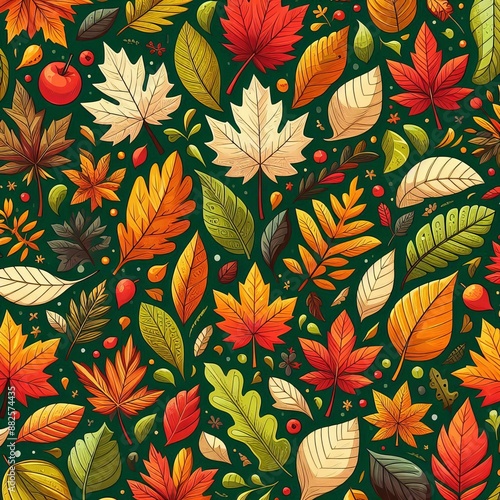 Leaves Pattern For Autumn, Fall Leaves Pattern Background, High Resolution Leaf Pattern, Autumn Vibes, Background, Wallpaper, Colorful leaves