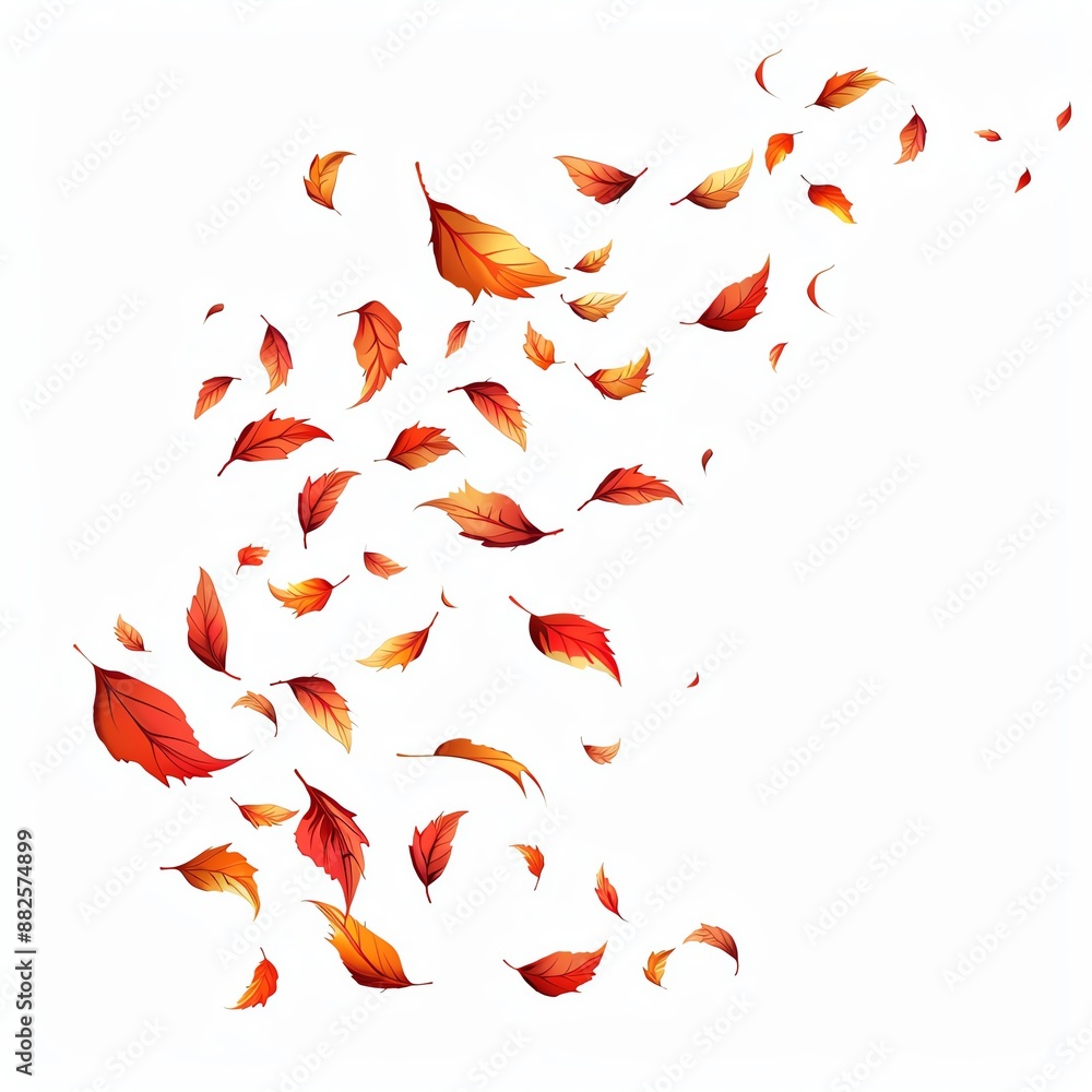 Falling leaves, autumn breeze, vector art, minimalist, isolated on white background Falling leaves, autumn breeze, vector art, minimalist, isolated on white background