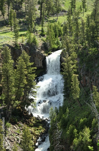 Photography Undine Falls waterfall on Lava Creek in Yellowstone National Park, Wyoming