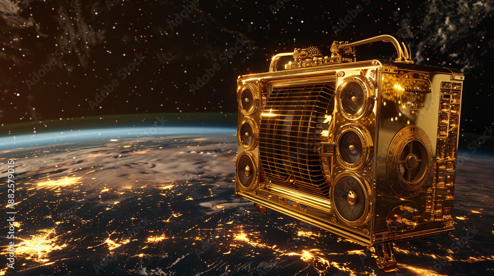 Fototapeta premium Radio is over the globe, on Earth. Concept of Influence of Radio throughout the world.