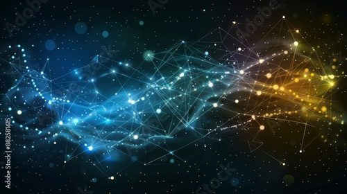 Abstract technological network background: white lines and dots on black, futuristic digital pattern for connectivity and innovation concepts


