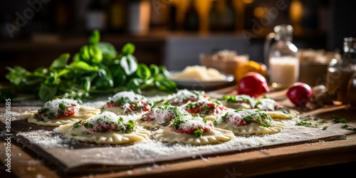 Freshly prepared ravioli