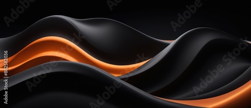 Abstract image featuring smooth metallic waves with orange highlights, creating a dynamic and modern aesthetic.