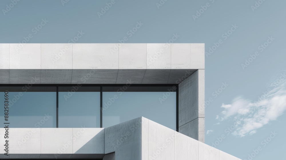 Modern concrete building, sleek architectural design, showcasing a state-of-the-art facility with large windows and a minimalist aesthetic Modern concrete building, sleek architectural design, showcasing a state-of-the-art facility with large windows and a minimalist aesthetic