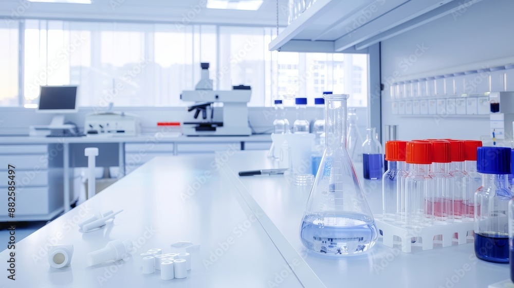 High-tech laboratory setup with specialized machinery and tools, cutting-edge devices and gear designed for scientific research and development High-tech laboratory setup with specialized machinery and tools, cutting-edge devices and gear designed for scientific research and development