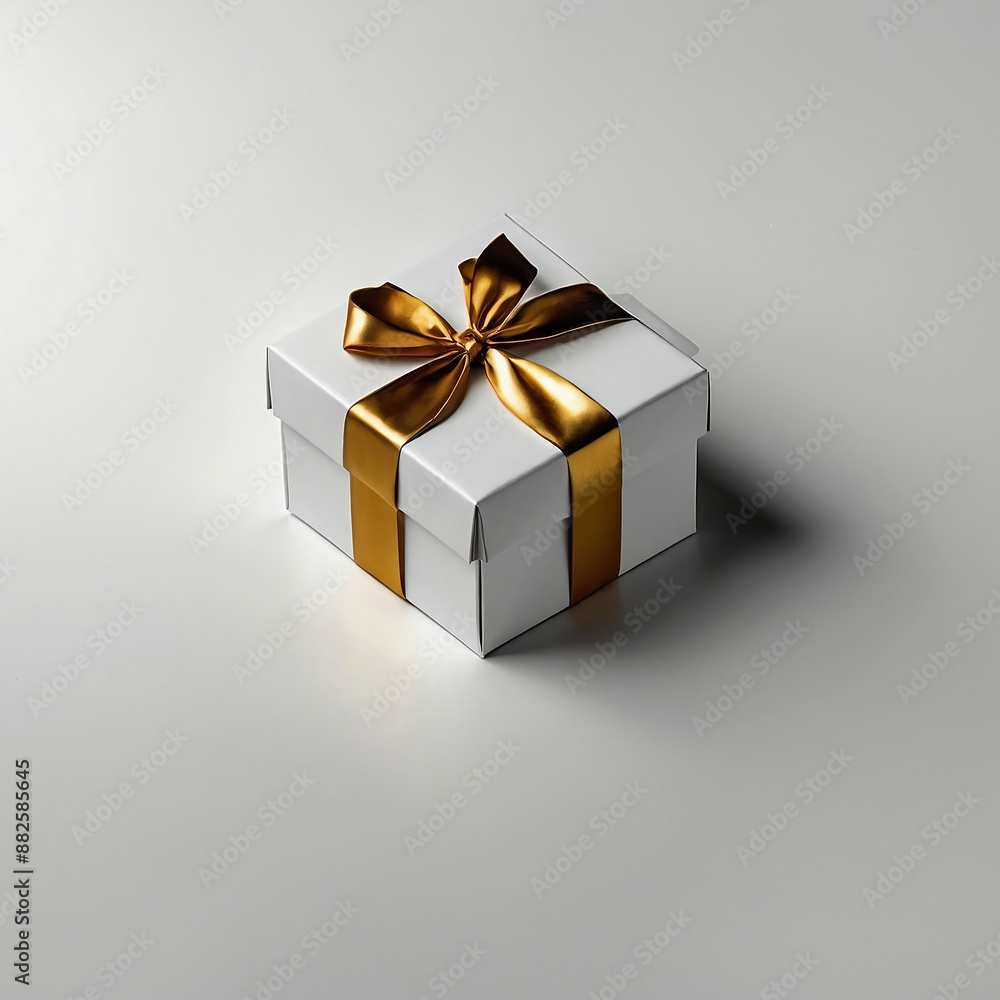birthday or christmas gift present against a white background with gold ribon simple neutral birthday or christmas gift present against a white background with gold ribon simple neutral