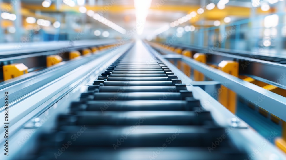 Industrial assembly line in a manufacturing plant, precise fabrication and output of products, a seamless production process in action Industrial assembly line in a manufacturing plant, precise fabrication and output of products, a seamless production process in action