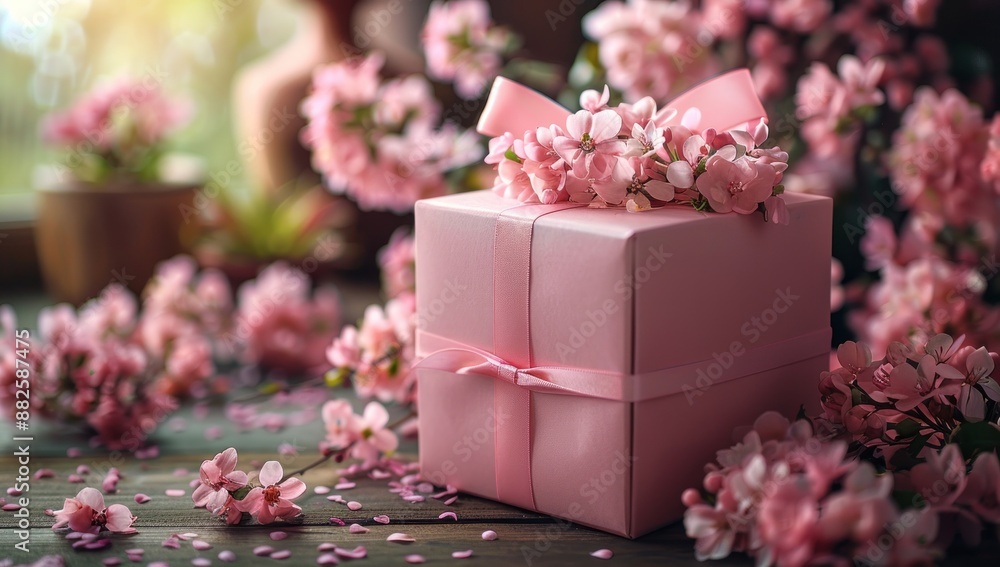 Pink Gift Box with Delicate Blossoms Pink Gift Box with Delicate Blossoms