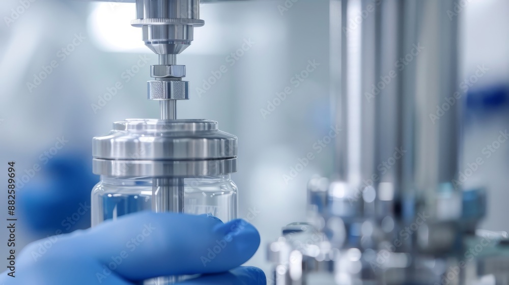 Detailed view of a mixing apparatus, part of a seamless workflow in a pharmaceutical lab, highlighting precision and efficiency in drug manufacturing Detailed view of a mixing apparatus, part of a seamless workflow in a pharmaceutical lab, highlighting precision and efficiency in drug manufacturing