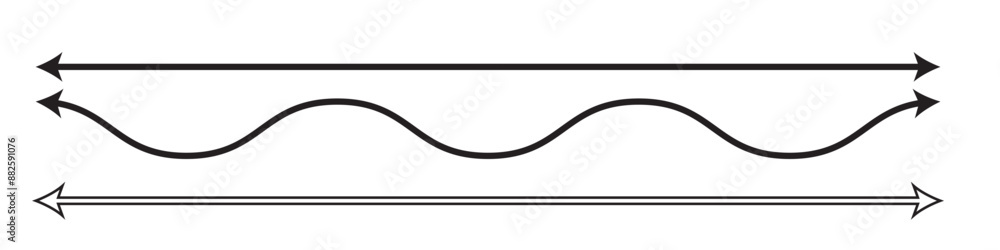 Thin long straight double arrow. Vector illustration. Thin long straight double arrow. Vector illustration.