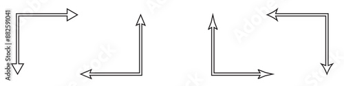 Thin long straight double arrow. Vector illustration.