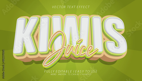 kiwi juice 3d editable vector text effect. trendy style text effect
