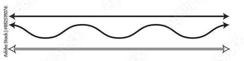Thin long straight double arrow. Vector illustration.