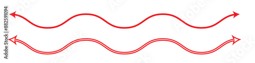 Thin long straight double arrow. Vector illustration.