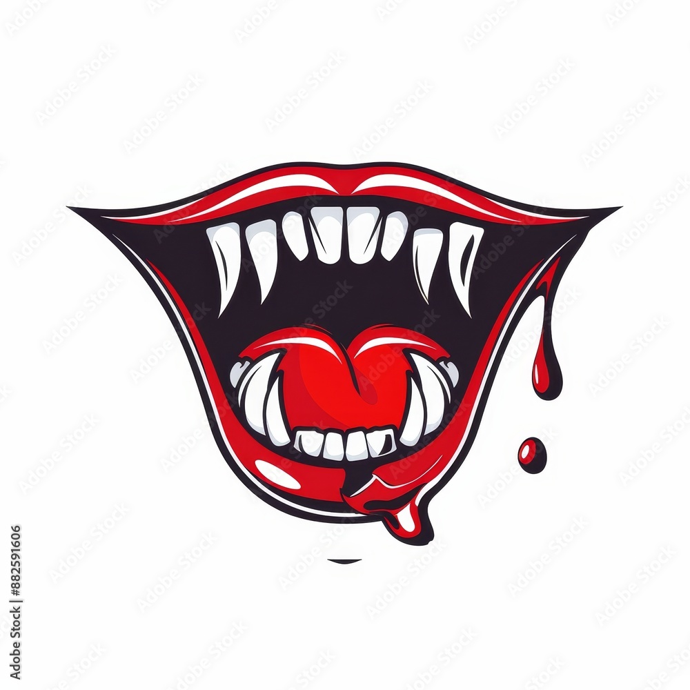 A vampire's mouth with red blood dripping from it A vampire's mouth with red blood dripping from it