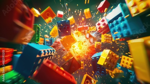 Wallpaper Mural Colorful Explosion with Bright Sparks Torontodigital.ca