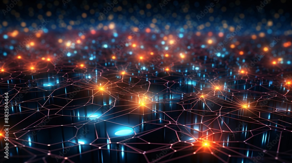 Abstract network of data lines and points in a digital space Abstract network of data lines and points in a digital space