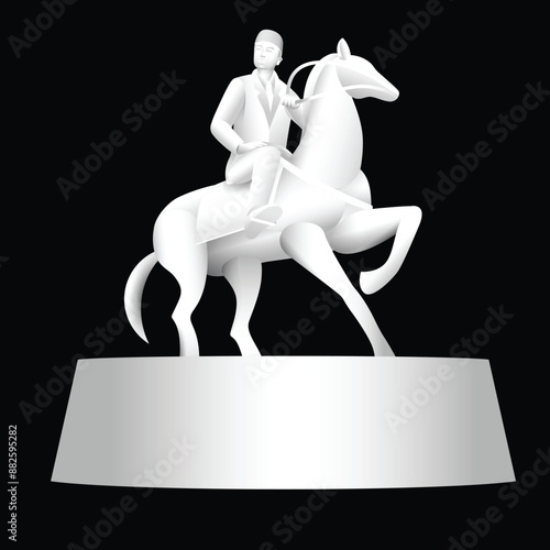 illustration of the statue of Indonesia's national hero