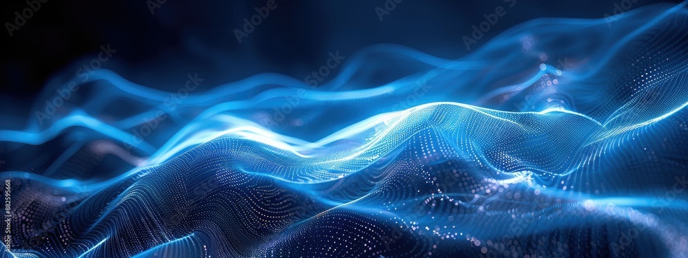 Fototapeta premium Futuristic Abstract Digital Wave with Glowing Blue Particles in Motion