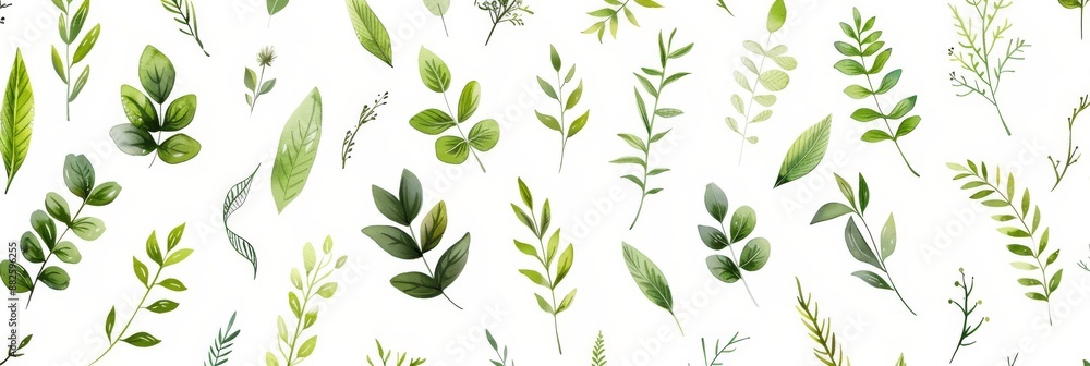 Fresh Green Doodle Plants on White Background for Business Presentations and Environmental Analytics Fresh Green Doodle Plants on White Background for Business Presentations and Environmental Analytics