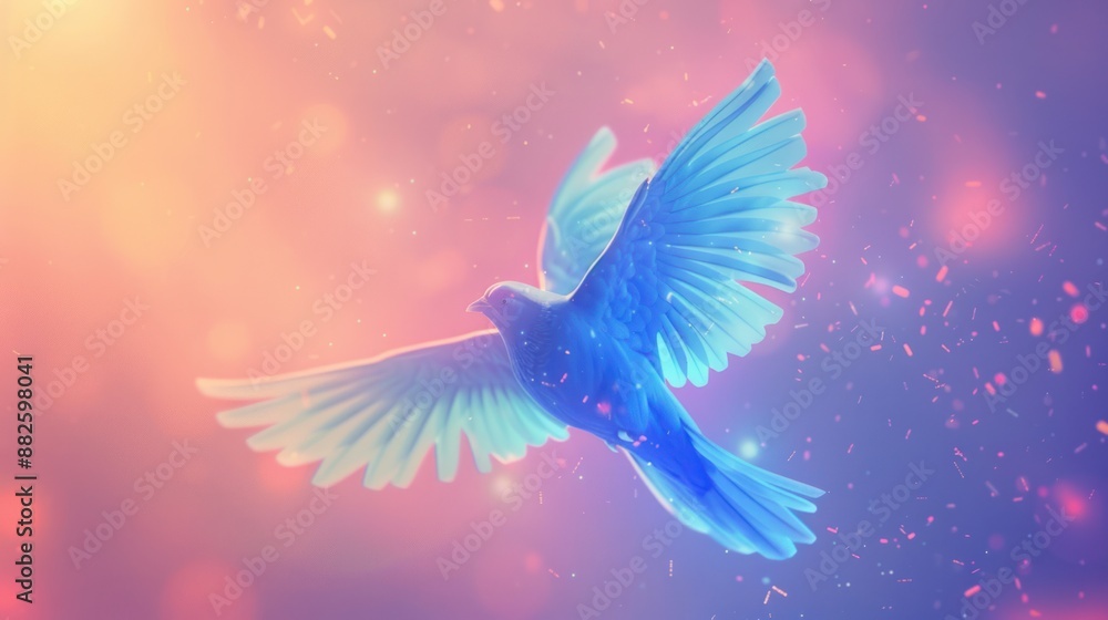 Blue Dove in Flight, Digital Art Blue Dove in Flight, Digital Art