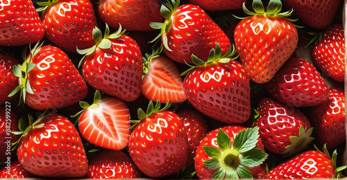 Sunlit Strawberry Field: Ripe Berries on the Vine
