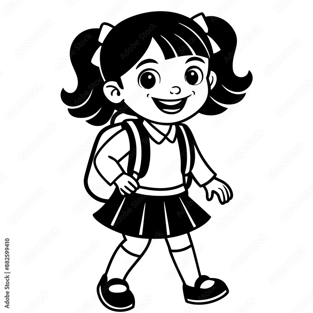 Happy little kid going to school vector illustration Happy little kid going to school vector illustration