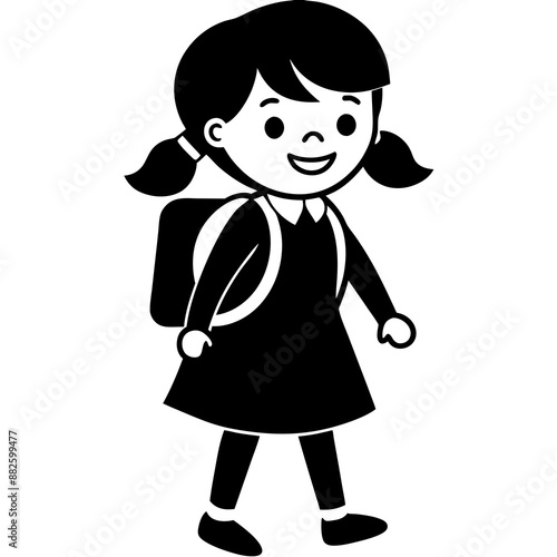 Happy little kid going to school vector illustration 