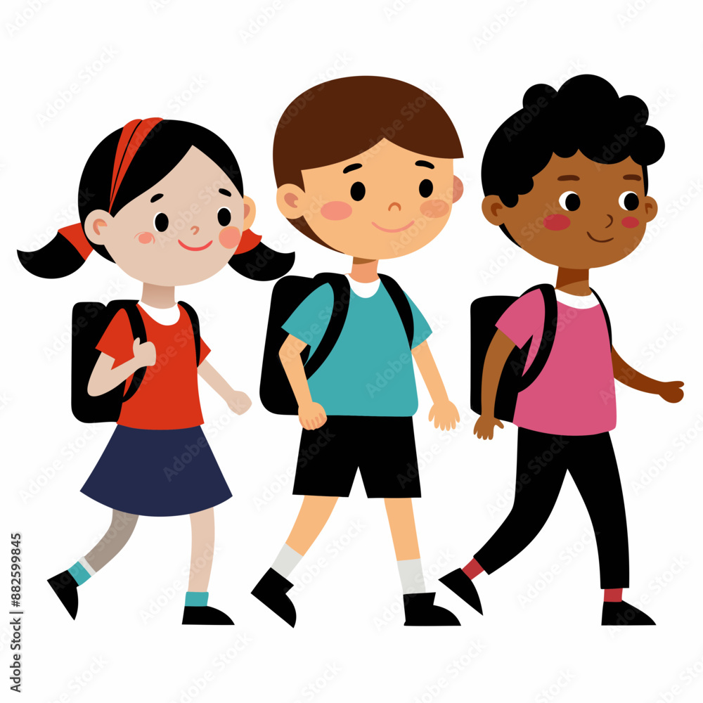 Happy little kid going to school vector illustration Happy little kid going to school vector illustration