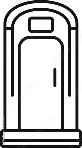 Simple line icon representing a public bio toilet, perfect for indicating restroom locations in outdoor or construction settings