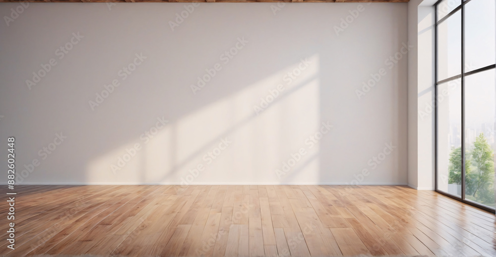 Tranquil Minimalist Setting: White Wall and Wooden Floor Room
Tranquil Minimalist Setting: White Wall and Wooden Floor Room