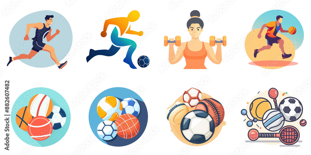 Fototapeta premium Sport icon png collection in 3d transparent for product presentation.