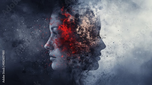 Abstract Portrait of a Woman with a Split Personality