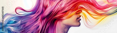 Colorful flowing hair in the wind photo