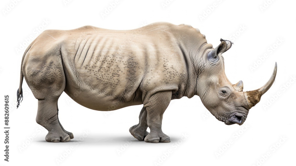 White Rhino Standing on a White Background White Rhino Standing on a White Background