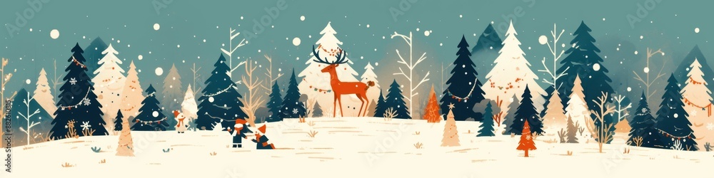 Obraz premium Abstract Celebration Background Wallpaper, Minimalist Flat Illustration for Christmas, Winter Holidays, and Festive Party Concepts. AI-Generated High-Quality Visual for Commercial Advertising, Marketi