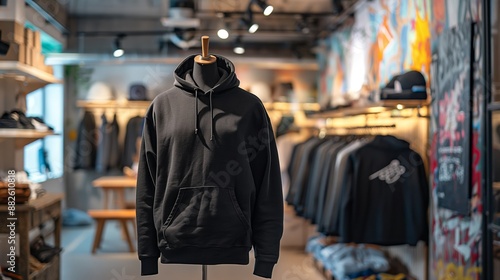 Black Hoodie on a Mannequin in a Clothing Store