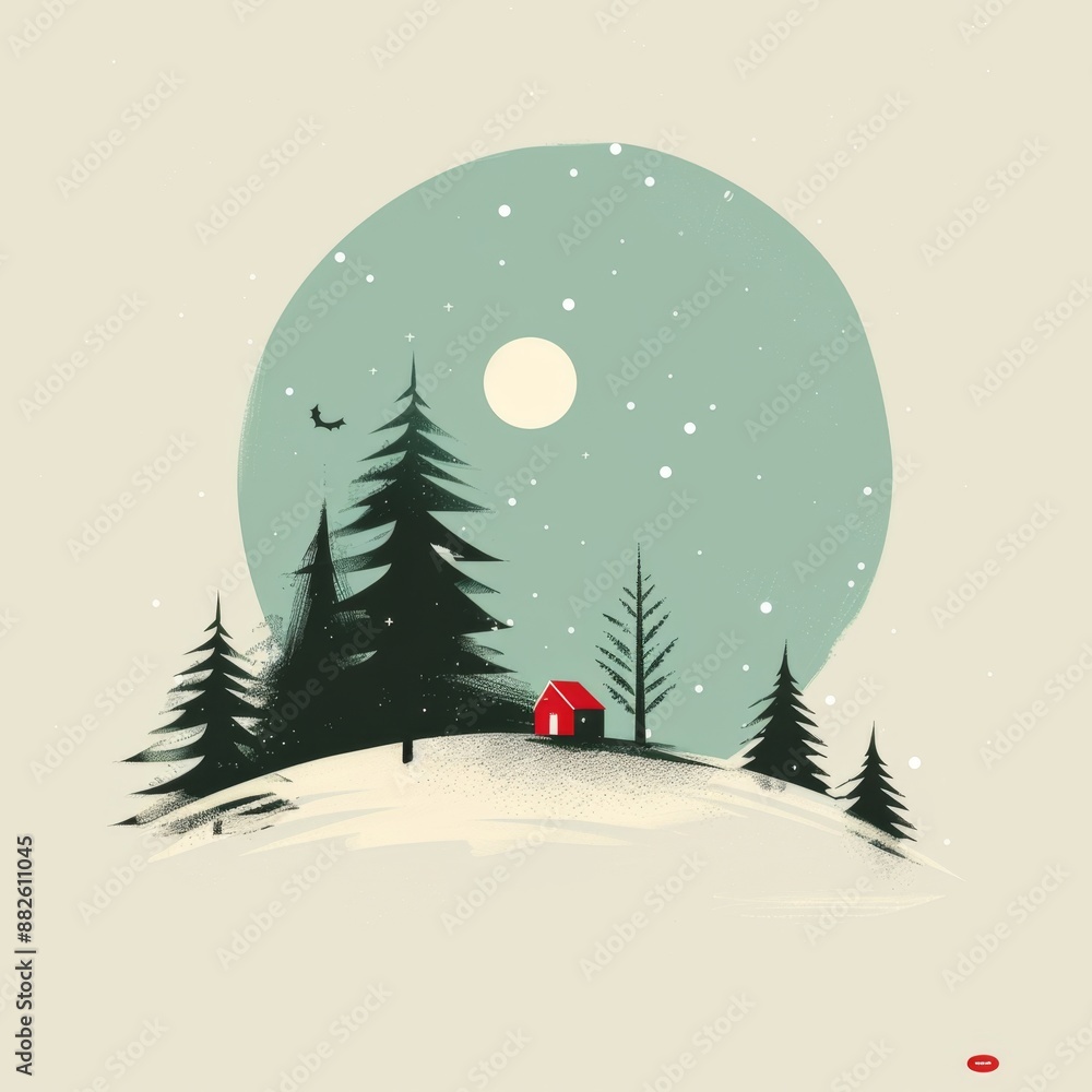 Fototapeta premium Abstract Celebration Background Wallpaper, Minimalist Flat Illustration for Christmas, Winter Holidays, and Festive Party Concepts. AI-Generated High-Quality Visual for Commercial Advertising, Marketi