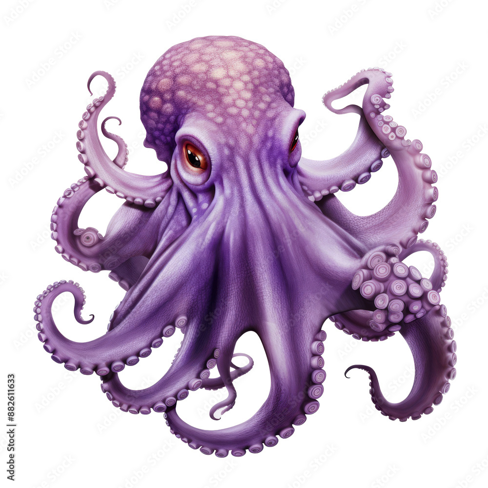 A purple octopus isolated on transparent background A purple octopus isolated on transparent background