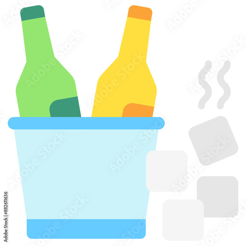 Ice Bucket multi color icon, related to oktoberfest, German traditional theme. use for UI or UX kit, app and web development.