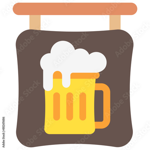Pub multi color icon, related to oktoberfest, German traditional theme. use for UI or UX kit, app and web development.