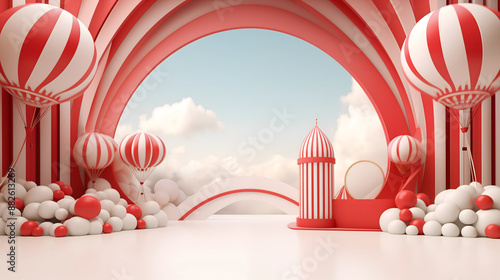 Colorful Balloons Soaring in Blue Sky Celebration