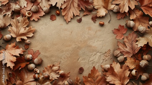 Autumn Leaves and Acorns Frame