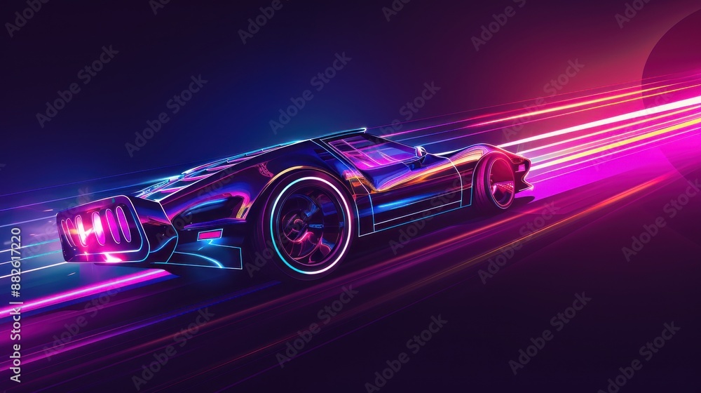 Neon Speed: A Retro-Futuristic Car in Motion Neon Speed: A Retro-Futuristic Car in Motion