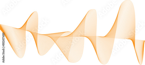 Abstract orange beautiful wavy lines on white background